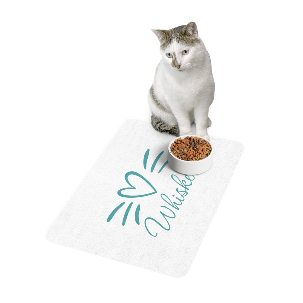 Whiskerz Pet Food Mat - Cute Cat Design for Happy Pet Dining