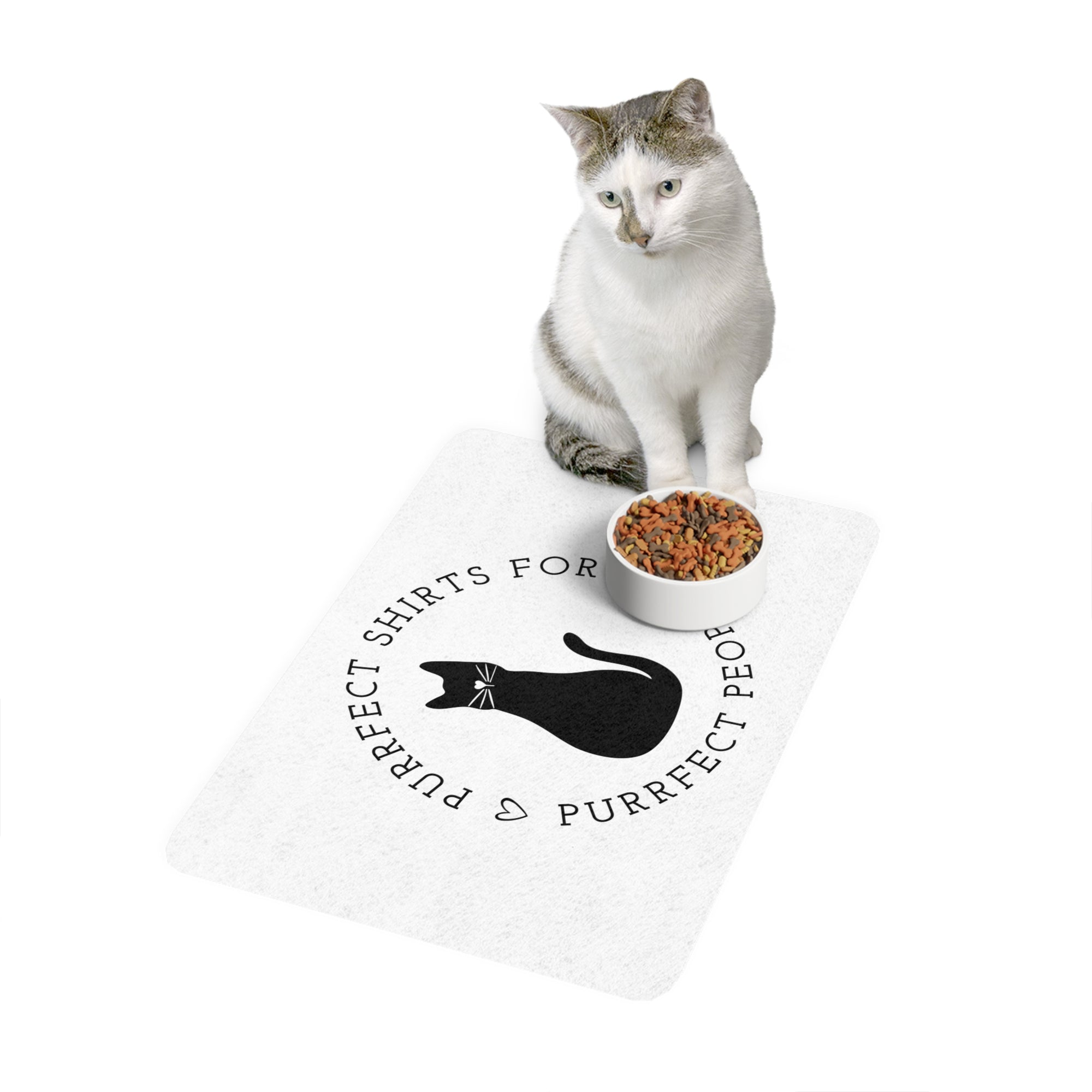 Stylish Cat-Themed Pet Food Mat - 12x18
